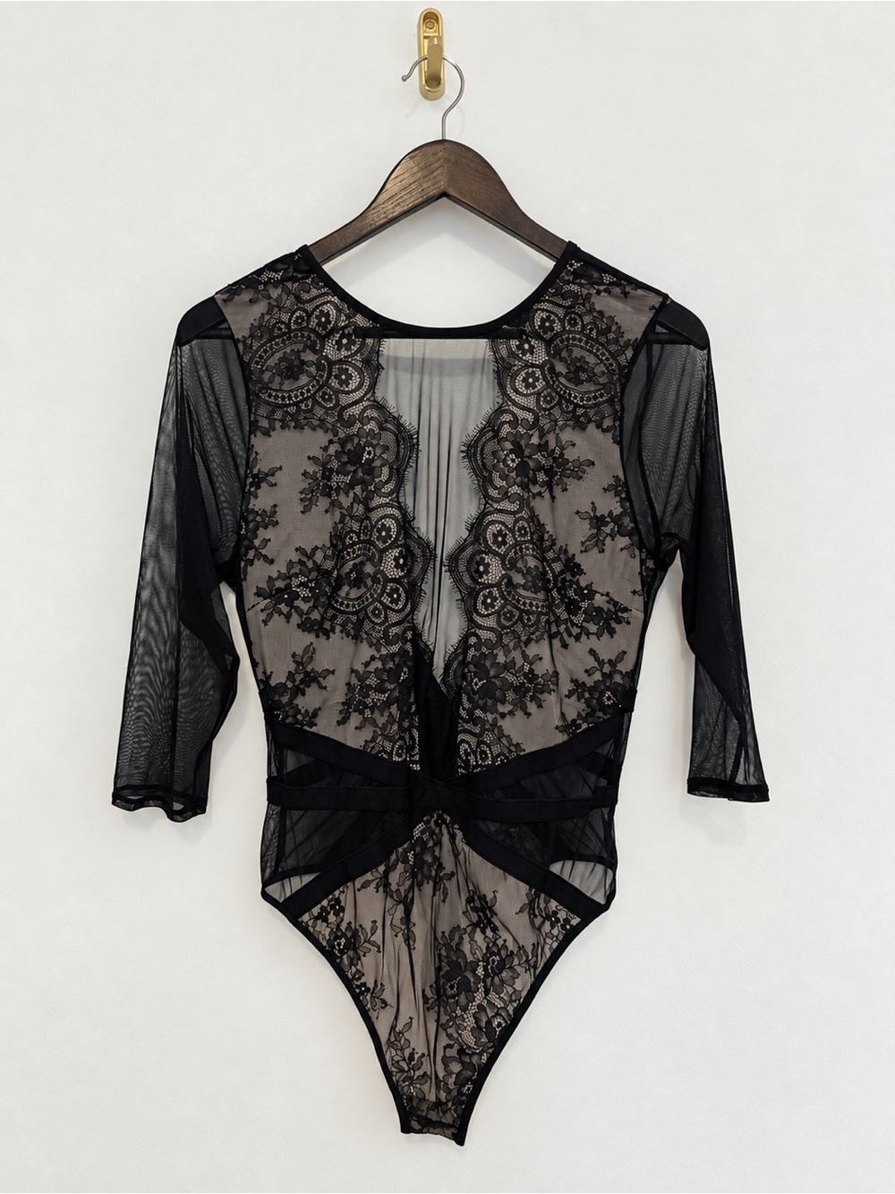 ThirdLove black sheer lace mesh bodysuit size XL